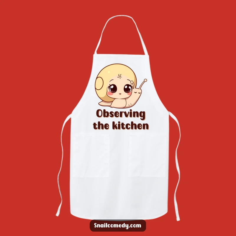 Funny Curious Snail Apron - Kitchen Peeker, Chef's Humorous Gift Essential
