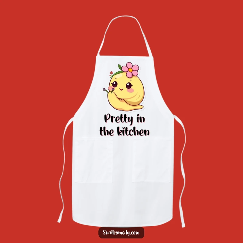 Funny Happy Kawaii Snail Flower Hat Apron - Cheerful Bloom & Kitchen Charm