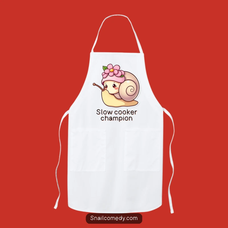 Funny Kawaii Snail Flower Hat Apron - Cute Peeking Snail Kitchen Wear, Gift