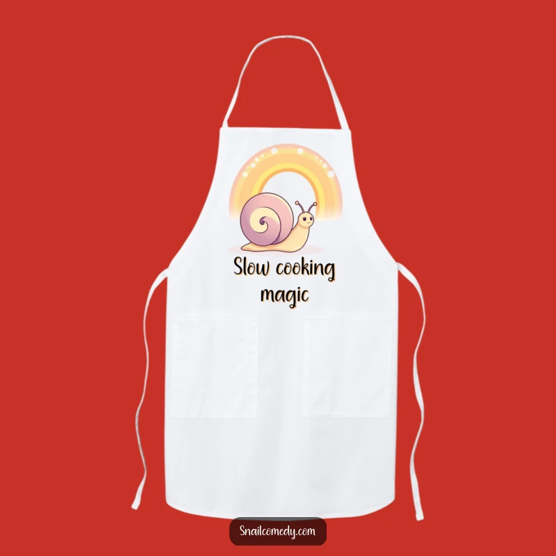Funny Snail Rainbow Apron: Kitchen Colors, Humorous Cooking Delight!
