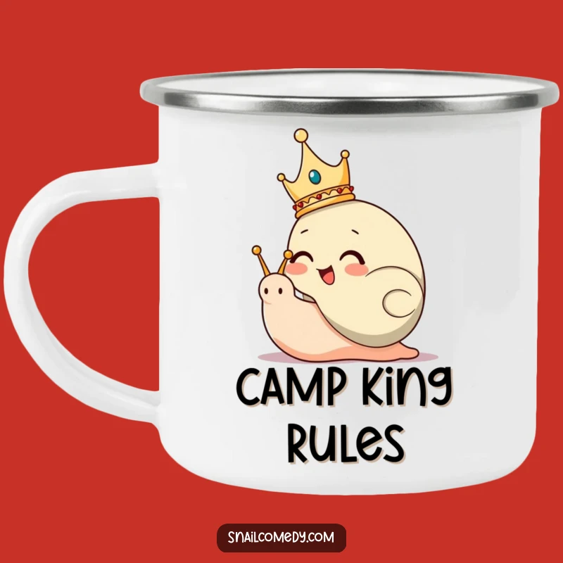 Funny Snail King Camping Mug: Giggling Ruler with Crown for Royal Outdoor Sips