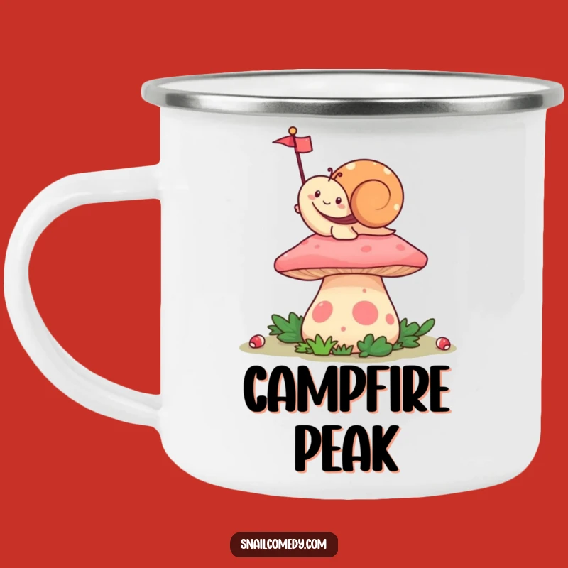 Funny Waving Snail Camping Mug: Happy Kawaii Celebration Outdoors
