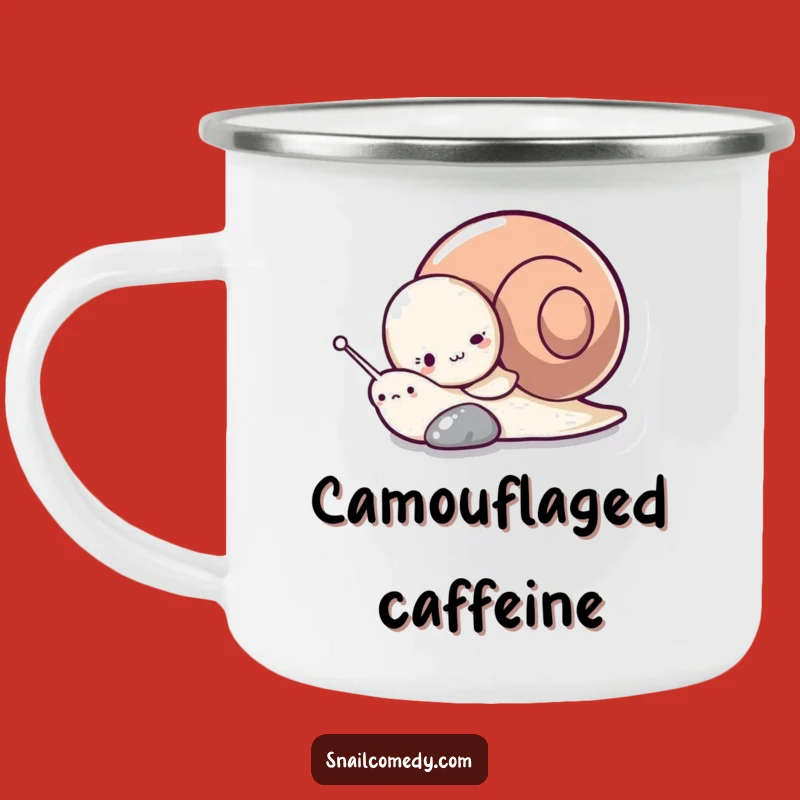 Funny Snail Pebble Hide Camping Mug - Durable Cartoon Snail Enamel Cup, Great Funny Gift
