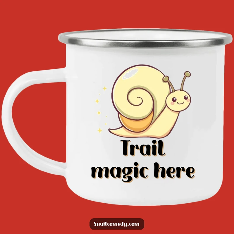Funny Snail Sparkle Trail Camping Mug: Gleeful Character Adventure Drinkware