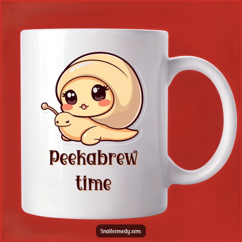 Funny Kawaii Snail Mug: Curious Snail Peeking, Adorable Funny Gift