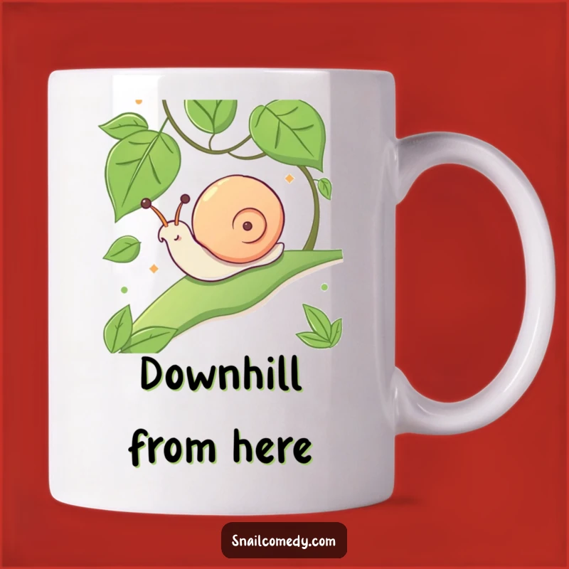Funny Kawaii Snail Sliding Mug - Glee on a Leafy Slope Gift