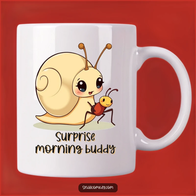 Funny Snail Ant Surprise Mug - Cute Cartoon Snail & Ant Gift, Perfect Funny Gift