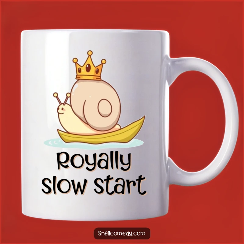 Funny Snail Crown Mug, Royal Leaf Boat Voyage, Whimsical and Funny Gift