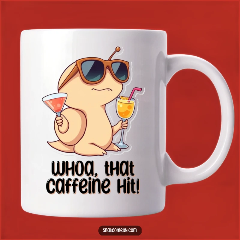 Funny Surprised Snail Mug, Cocktail Fun, Oversized Sunglasses, Hilarious Gift