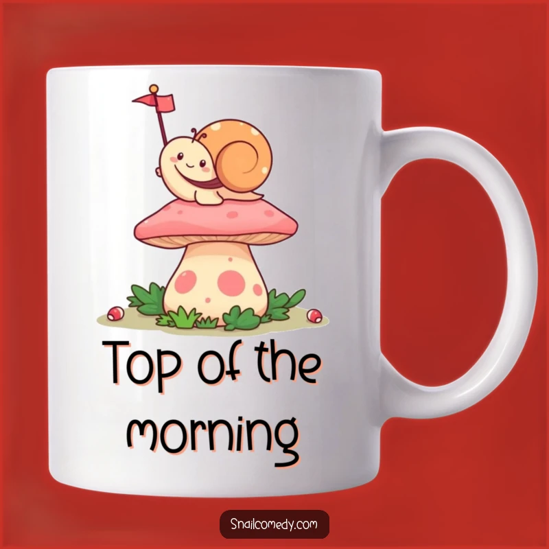 Funny Waving Kawaii Snail Mug: Happy Flag Joy for a Gift