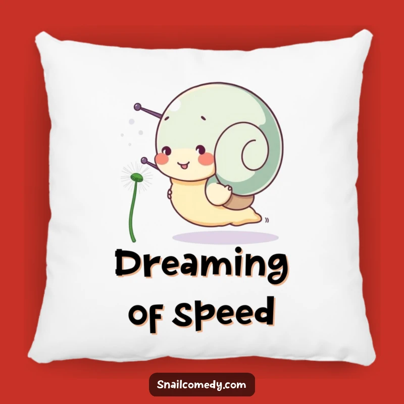 Funny Snail Pillow: Cozy Joyful Race Against Dandelion Seed