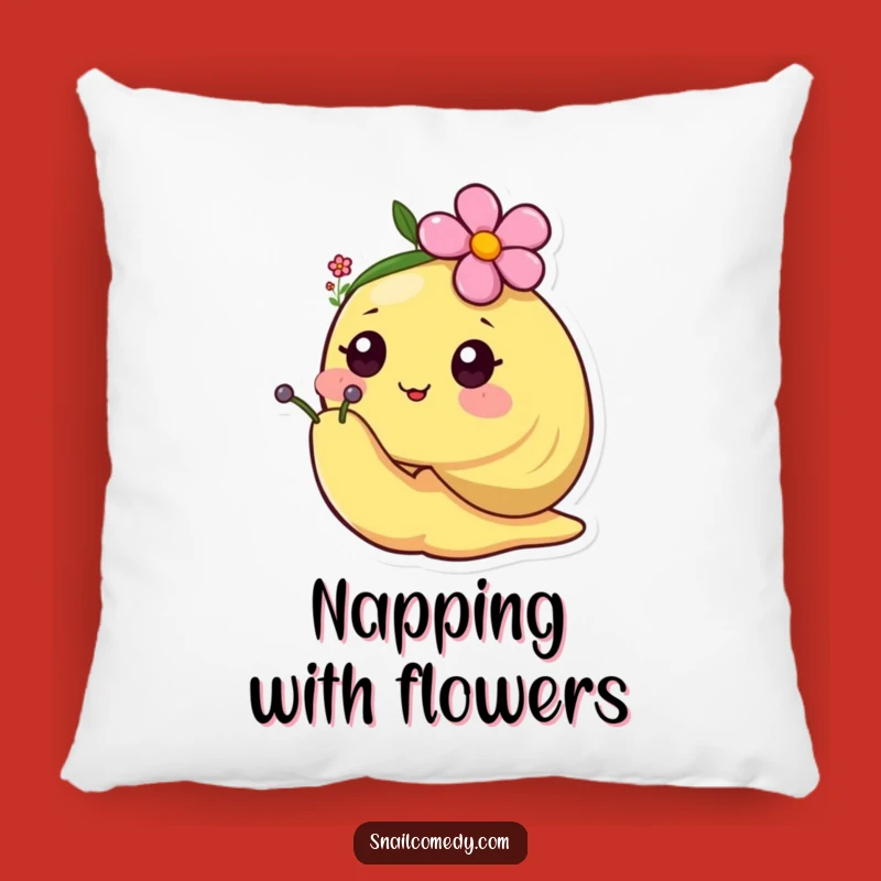Funny Happy Kawaii Snail Flower Hat Pillow - Cozy Bloom & Sweet Comfort