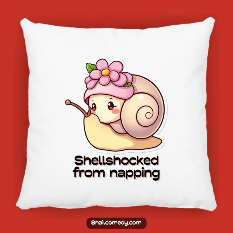 Cute Funny Kawaii Snail Flower Hat Pillow - Cozy Peeking Snail Cushion, Gift