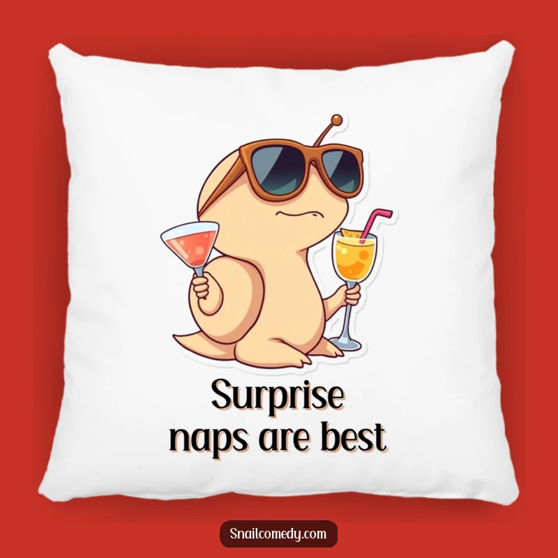 Funny Surprised Snail Pillow, Cocktail Party Cushion, Cozy Fun Gift