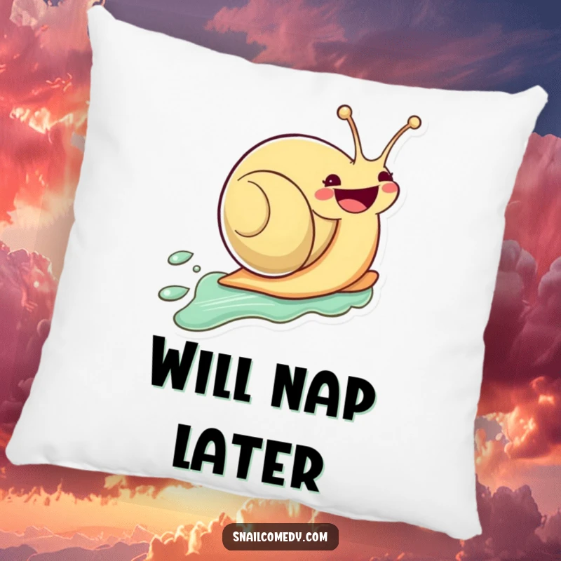 Funny Kawaii Snail Pillow: Soft and cute zooming snail with a big smile, perfect for a funny gift.