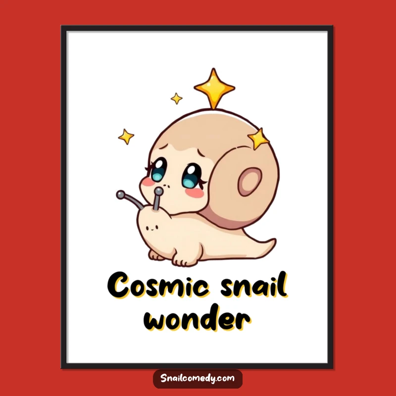 Funny Curious Snail Stars Digital Art: Instant Dreamy Gift Download