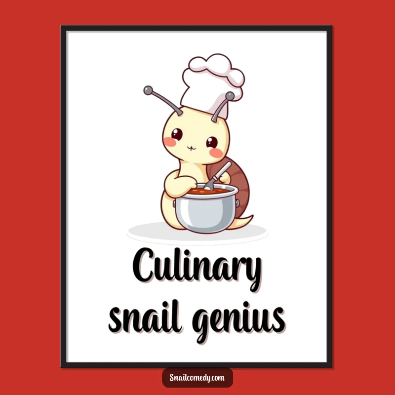 Funny Chef Snail Digital Art: Instant Kitchen Charm, Unique Humorous Foodie Gift
