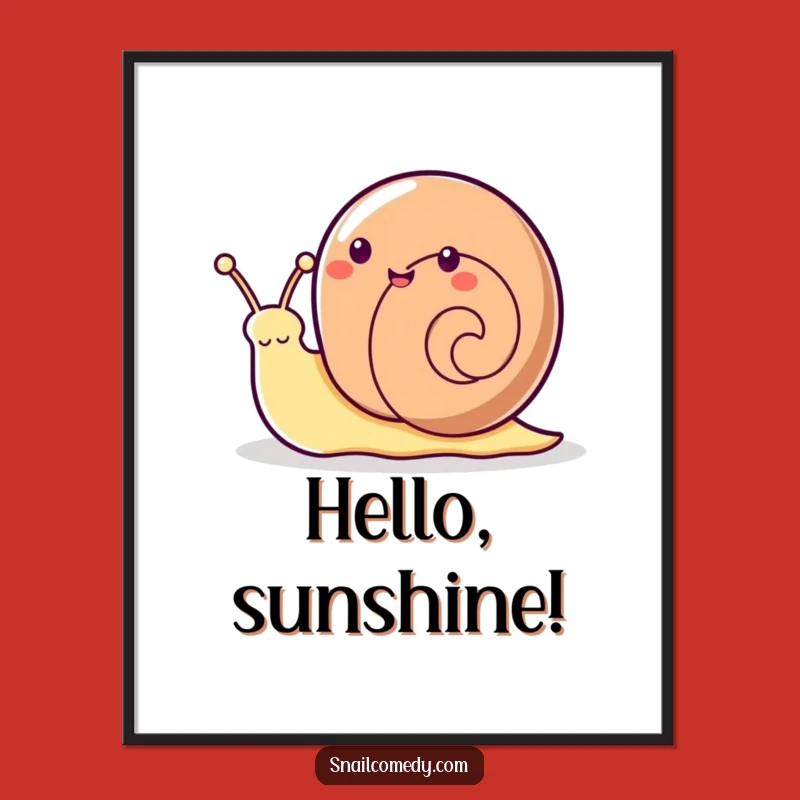 Funny Kawaii Snail Digital Art - Instant Wave Greeting Download Gift
