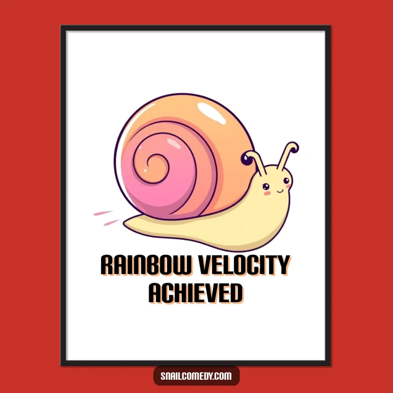 Funny Kawaii Snail Rainbow Digital Art: Printable Cartoon Mollusk Decor Perfect Gift