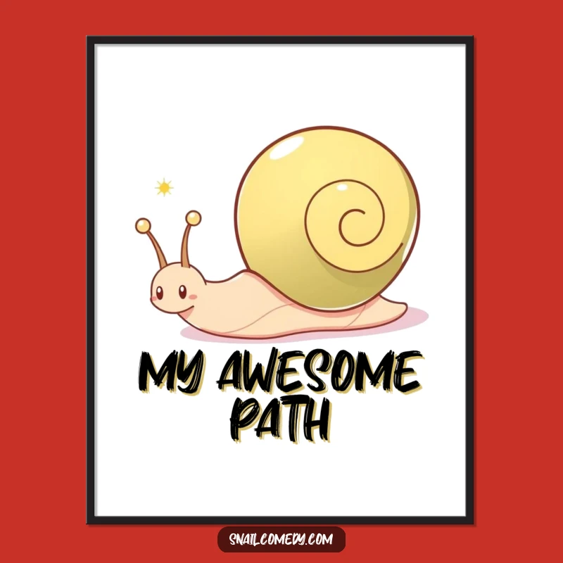 Funny Snail Digital Art: Joyful Shimmering Trail Instant Print