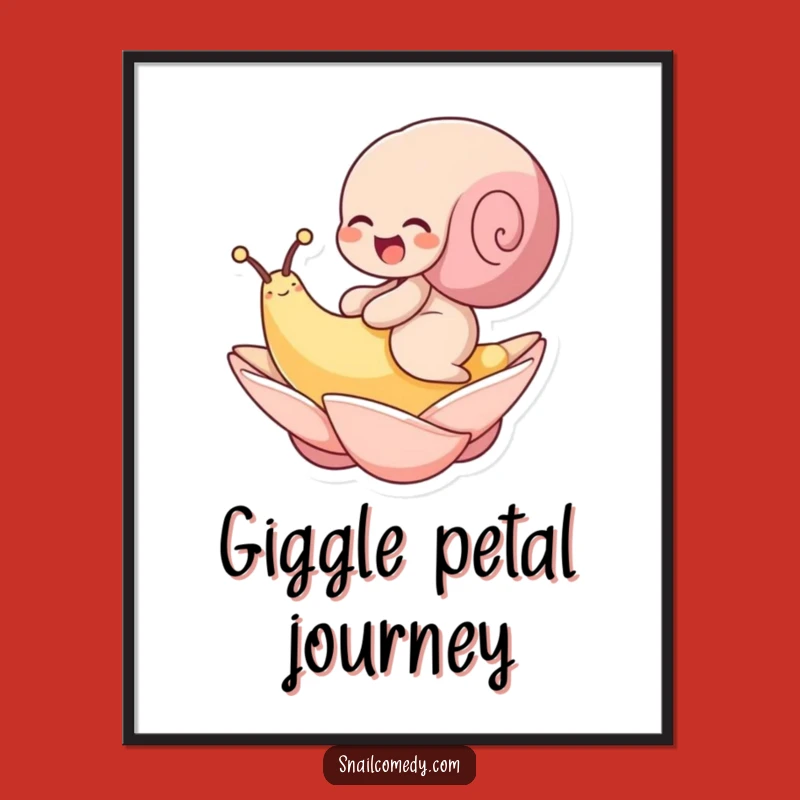 Funny Giggling Snail Petal Digital Art: Instant Joyful Gift Download