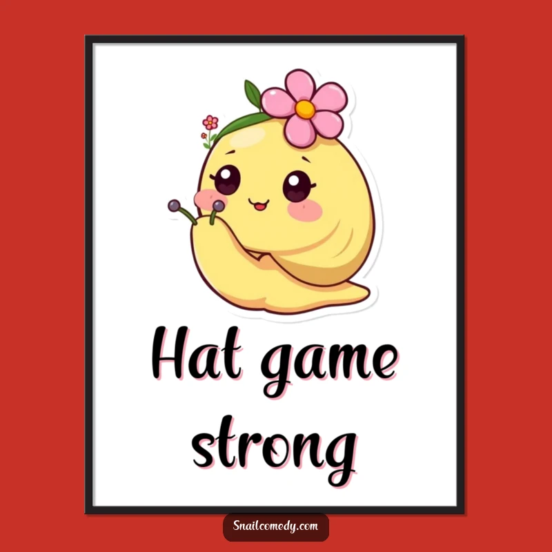 Funny Happy Kawaii Snail Flower Hat Digital Art - Instant Cheer & Adorable Decor