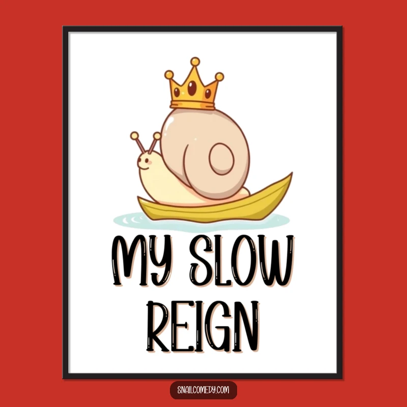 Funny Snail Crown Digital Art Print, Royal Snail Artwork, Instant Gift