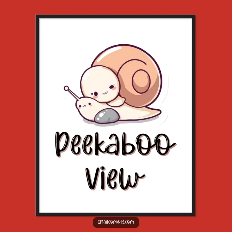 Funny Snail Pebble Hide Digital Art - Charming Cartoon Snail Download, Perfect Funny Gift