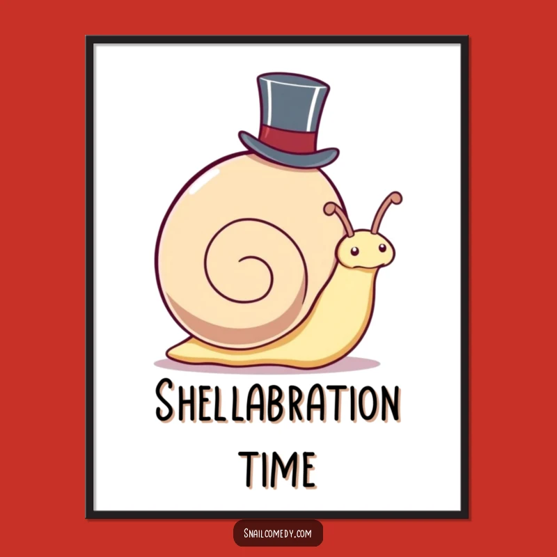 Funny Kawaii Snail Top Hat Digital Art Print - Instant Dapper Decor
