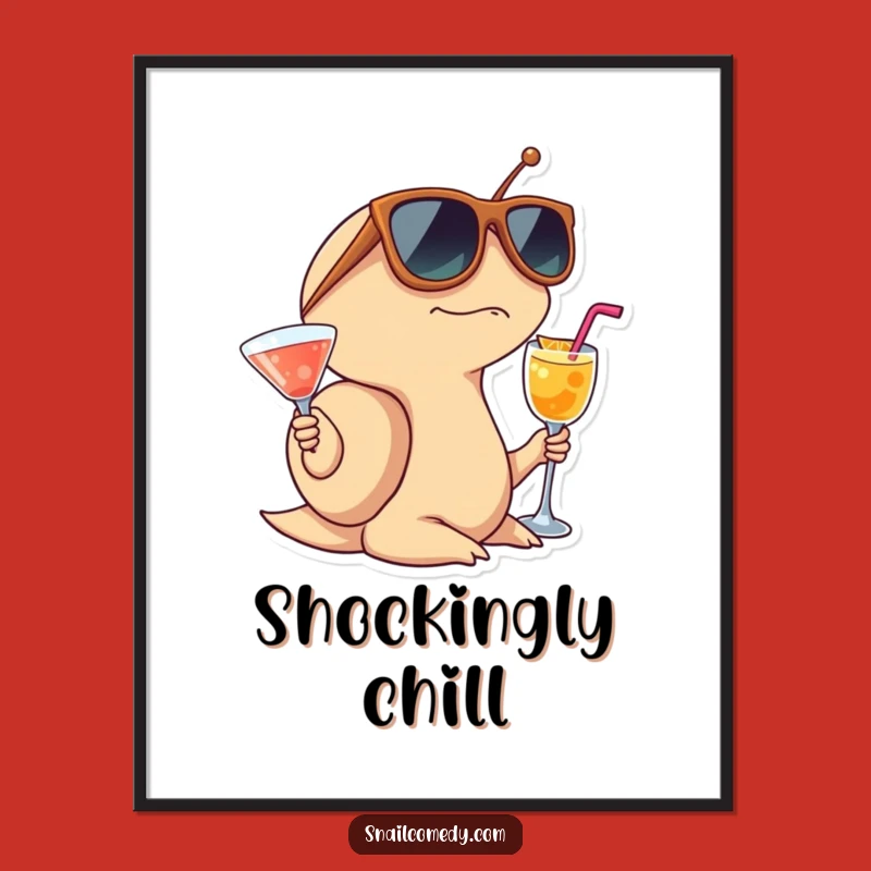 Funny Surprised Snail Digital Art Print, Cocktail Party Art, Instant Gift