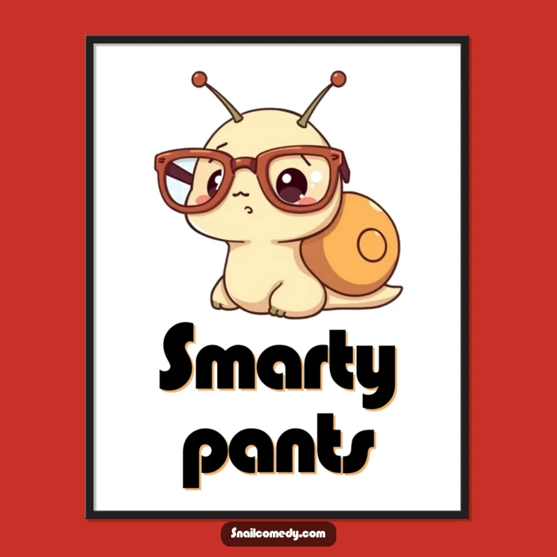 Funny Kawaii Snail Glasses Digital Art - Surprised Expression for Walls