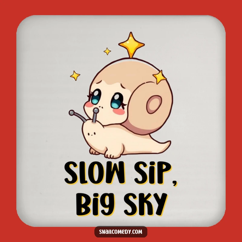 Funny Curious Snail Stars Drink Coaster: Protect Surfaces Gift