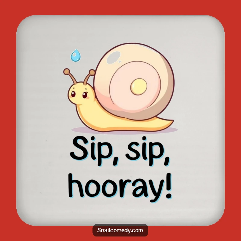 Funny Kawaii Snail Shy Smile Coaster - Dewdrop Offering Drink Protector, Gift
