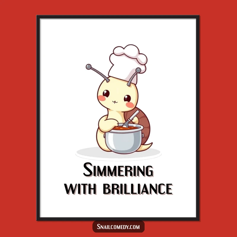 Funny Chef Snail Poster: Kitchen Art with a Humorous Twist, Unique Foodie Gift