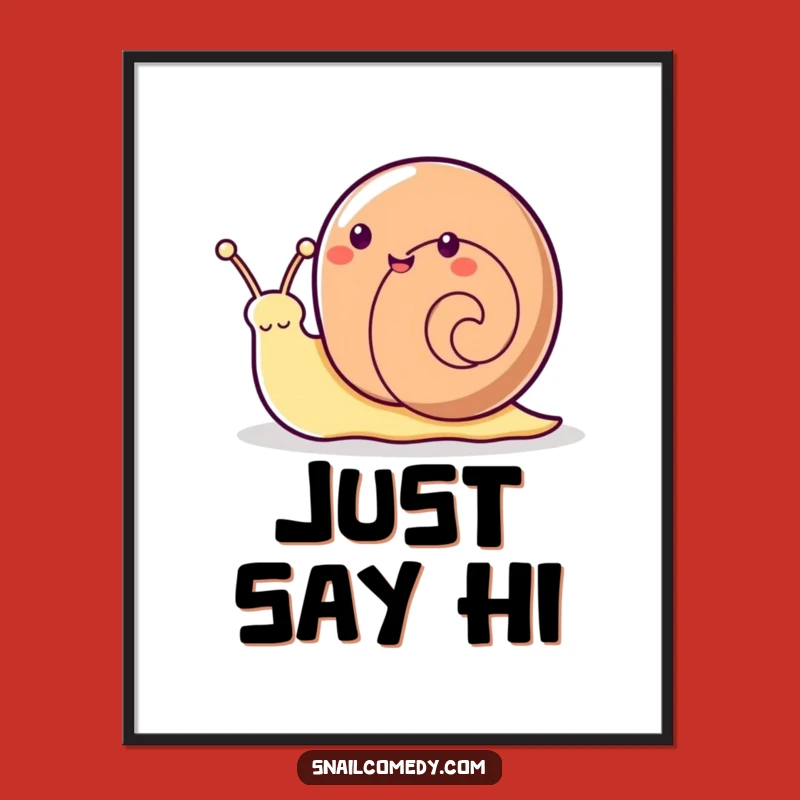 Funny Kawaii Snail Art Print - Enthusiastic Wave Wall Decor Gift