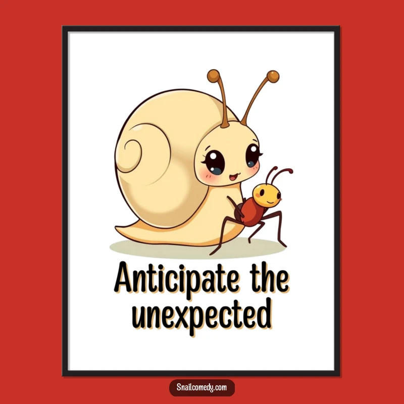 Funny Snail Ant Surprise Poster - Charming Cartoon Snail Art Print, Ideal Funny Gift