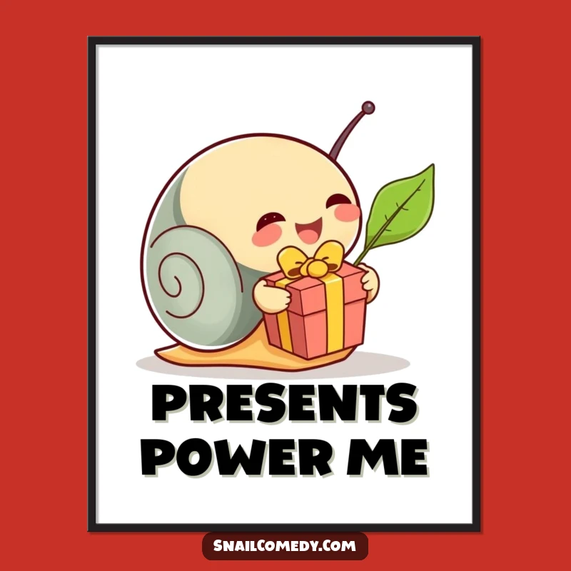 Funny Snail Present Poster: Capture the Joy of Giving, Unique Humorous Art Gift