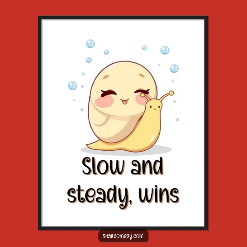 Funny Winking Snail Poster - Hilarious Juggling Dewdrops Art Print Gift