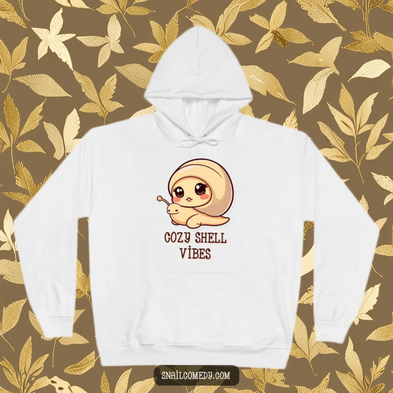 Funny Kawaii Snail Hoodie: Cozy snail peeking from shell with curious eyes, excellent for a funny gift.