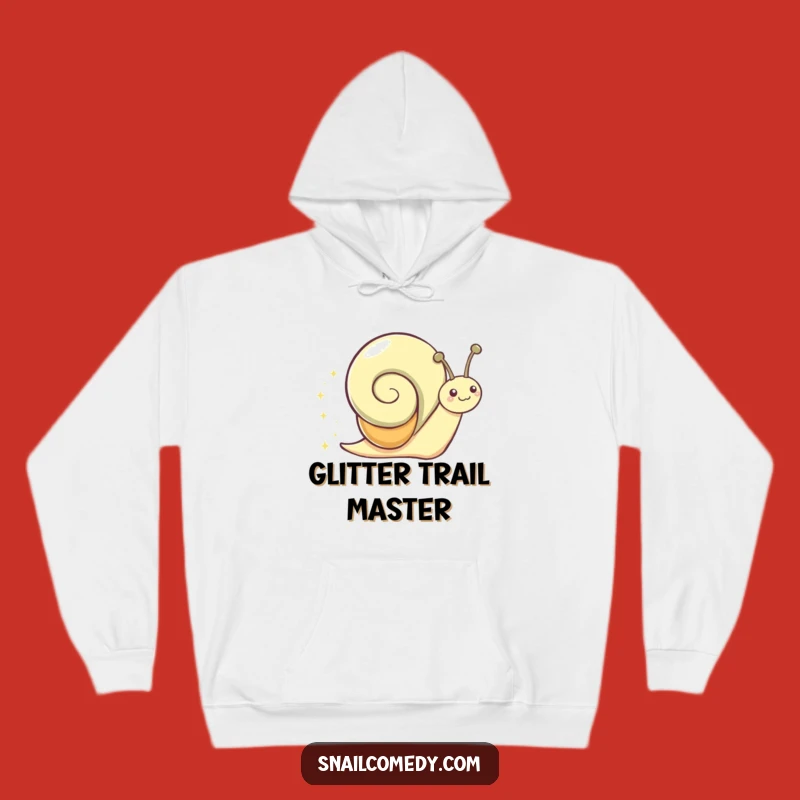 Funny Snail Sparkle Trail Hoodie: Cozy Gleeful Character Sweatshirt for Chilly Days