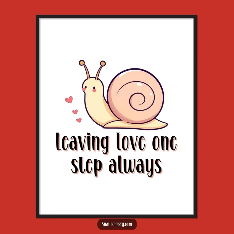 Free Printable Wall Art: Heart Trail Kawaii Snail, Whimsical Downloadable Decor Full of Love