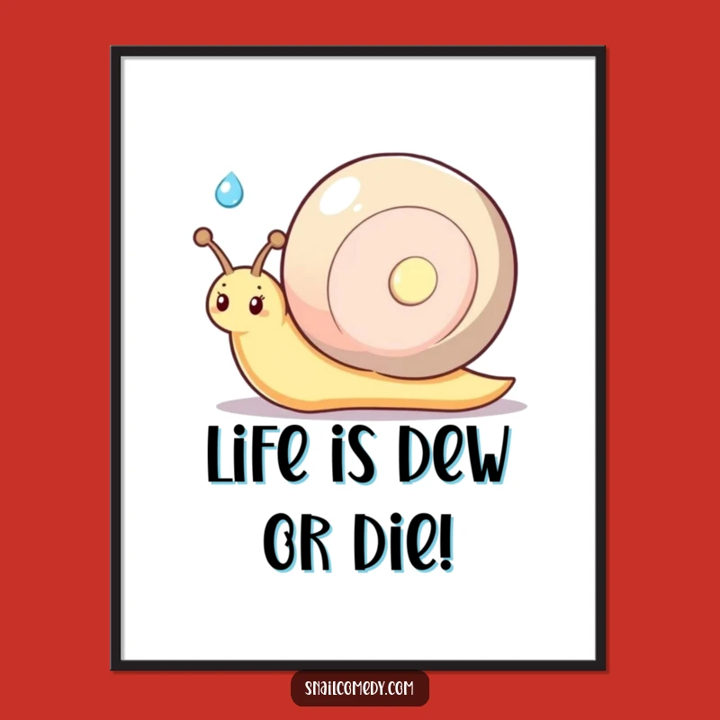 Free Printable Wall Art: Shy Snail Dewdrop Gift Funny Downloadable Art Piece