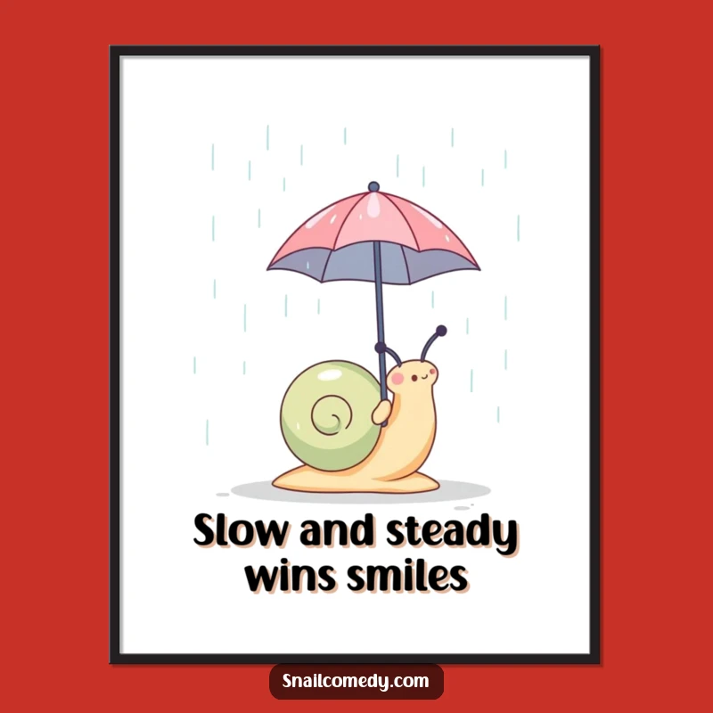 Funny Free Printable Wall Art: Snail With Umbrella, Quirky Downloadable Decor