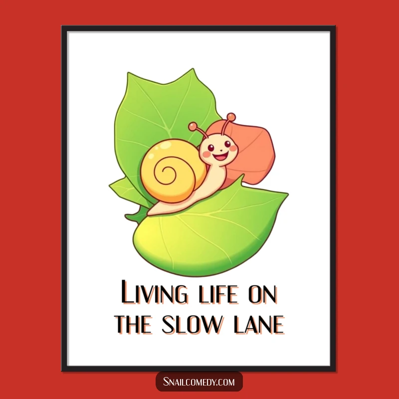 Funny Free Printable Snail Wall Art: Joyful Leaf Ride Downloadable Decor