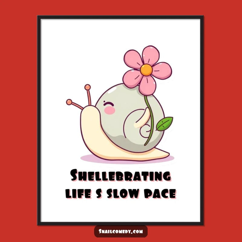 Free Printable Wall Art: Joyful Kawaii Snail Flower, Whimsical Downloadable Decor for a Cheerful Home