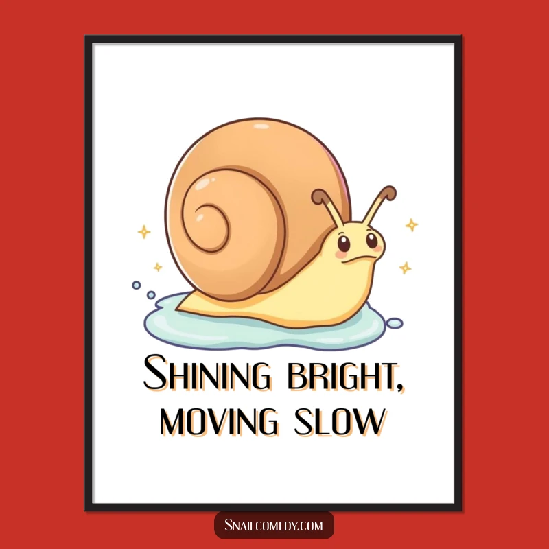 Funny Free Printable Snail Wall Art: Excited Sparkle Trail Downloadable Decor