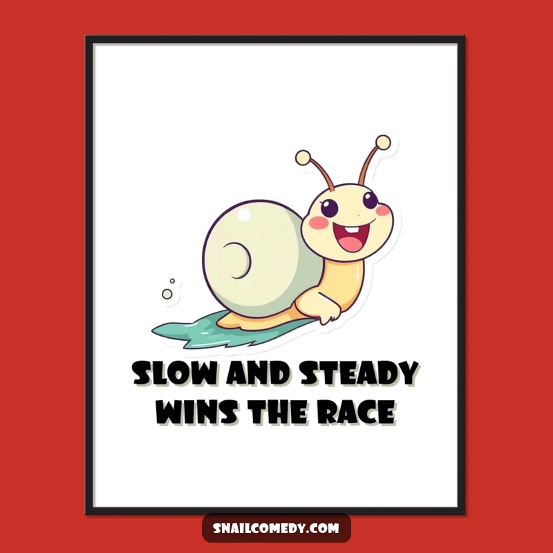 Funny Free Printable Wall Art: Zooming Kawaii Snail, Downloadable Art