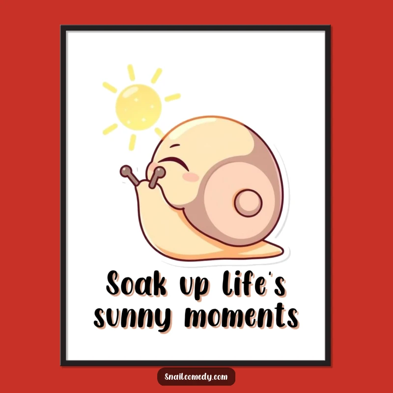 Free Printable Wall Art: Content Snail Sunbeam Zen, Relaxing Decor Downloadable