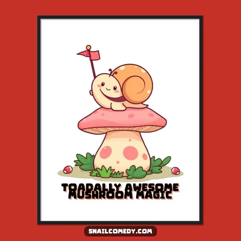 Funny Free Printable Wall Art: Waving Kawaii Snail, Downloadable Art