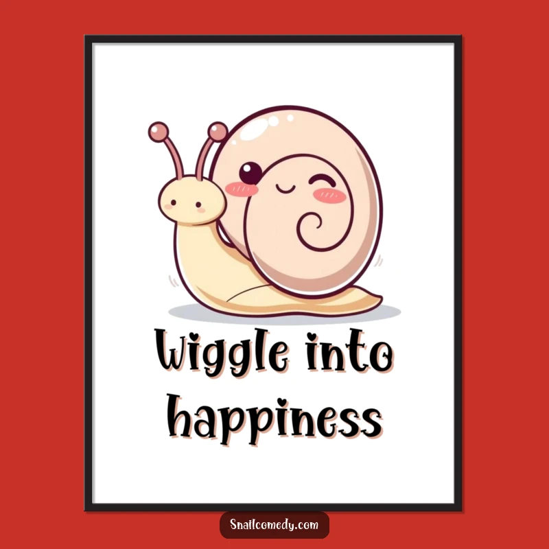 Free Printable Wall Art: Waving Kawaii Snail Funny Downloadable Art, Playful Antennae Decor